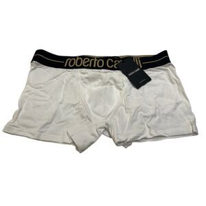 ROBERTO CAVALLI Mens White Gold Logo Boxer Briefs Underwear NWT IT 54 US XL